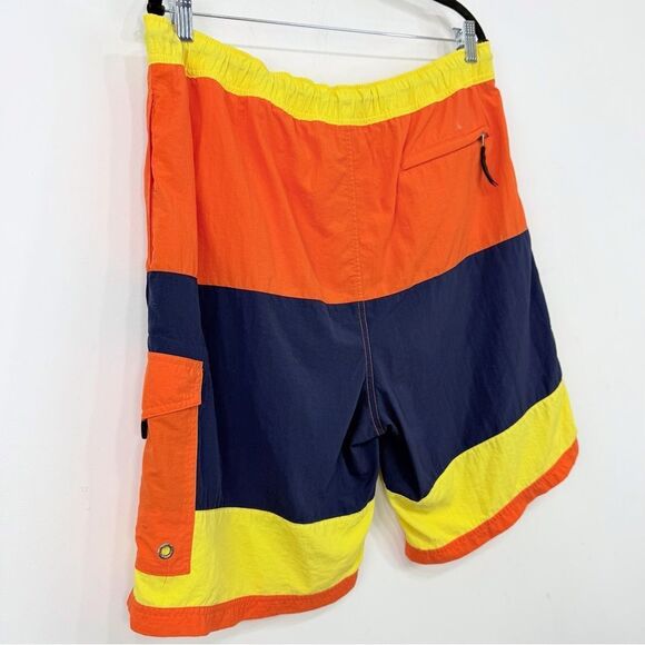 Polo Ralph Lauren Navy Orange Yellow Drawstring Waist Swim Board Shorts - Picture 7 of 14